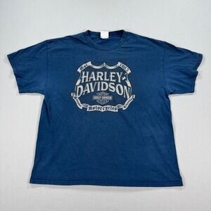 VTG Harley Davidson T-Shirt Front & Back Graphic Men's XL Blue Cancun Mexico Y2K
